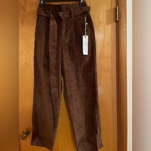 Selfridges Kate Hudson Happy Nature Tapered Corduroy Pant NWT Size 00